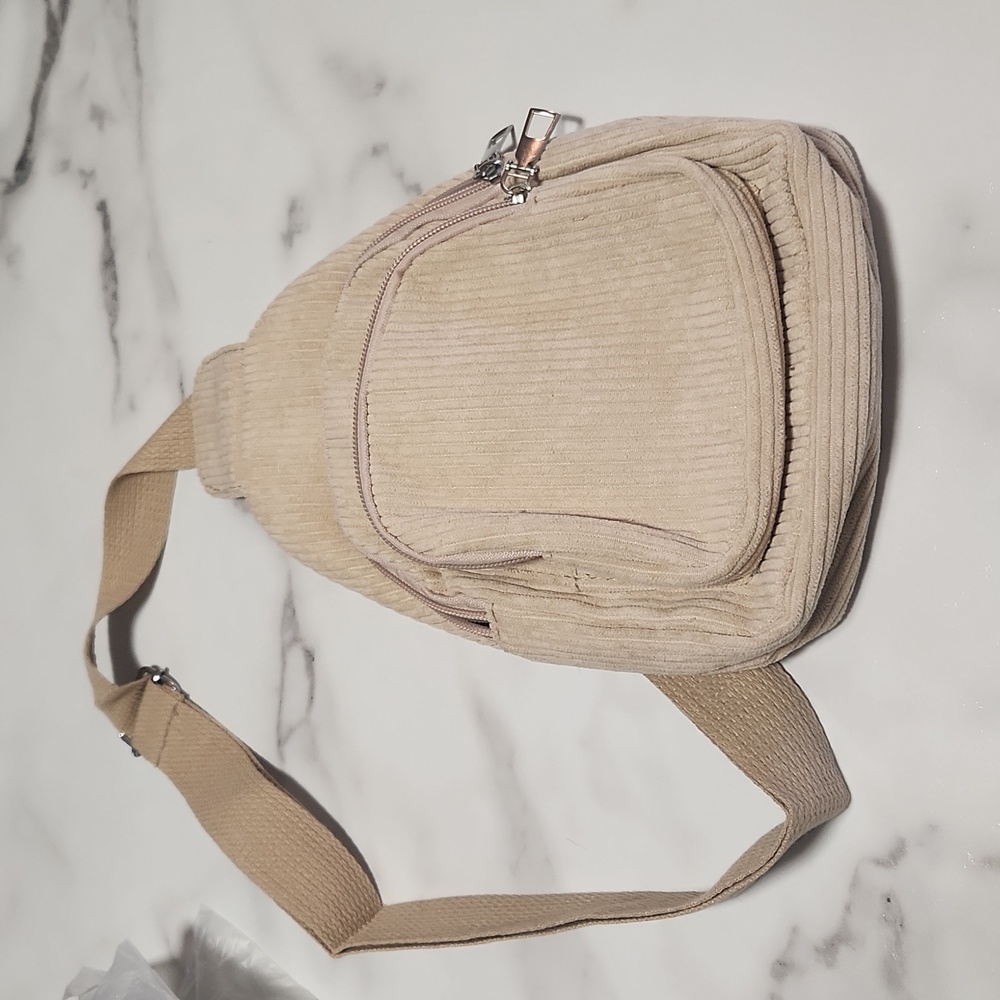 NEW! Khaki Casual Corduroy Zipper Crossbody Bag